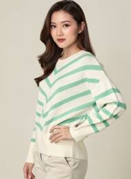 Pull stretch manches longues vert B.YOUNG femme