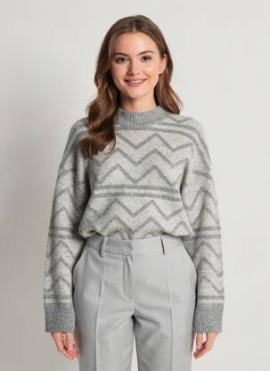 Pull stretch manches longues gris B.YOUNG femme