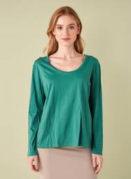 T-shirt manches longues manches longues vert HAPPY femme