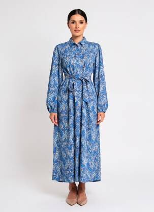 Robe longue manches longues manches longues bleu RUE MAZARINE femme