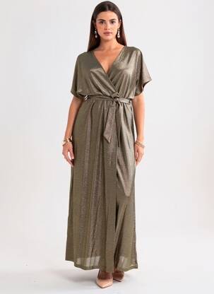 Robe longue manches courtes manches courtes or GRACE & MILA femme