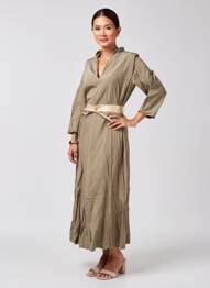 Robe longue coupe cintrée manches 3/4 vert MOLLY BRACKEN femme