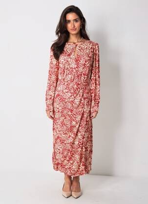 Robe longue manches longues manches longues rouge LA PETITE ETOILE femme