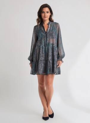 Robe courte manches longues manches longues vert MOLLY BRACKEN femme