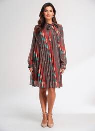 Robe courte coupe évasée manches longues rouge MOLLY BRACKEN femme
