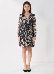 Robe courte manches longues manches longues noir LPB femme