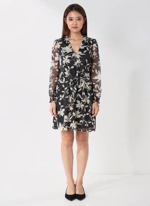 Robe courte manches longues manches longues noir LPB femme