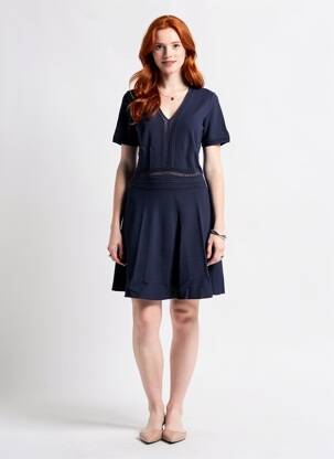 Robe mi-longue manches courtes manches courtes bleu LA PETITE ETOILE femme