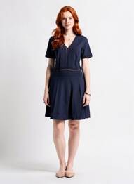 Robe mi-longue manches courtes manches courtes bleu LA PETITE ETOILE femme