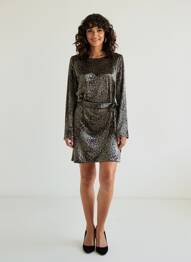 Robe courte fermeture zippée au dos manches longues vert MOLLY BRACKEN femme