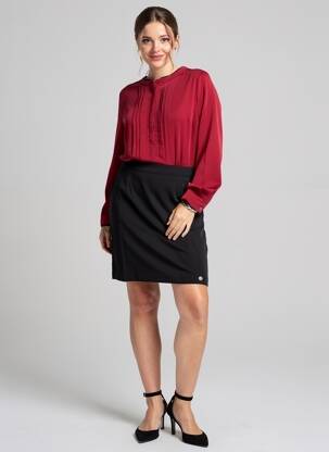 Robe mi-longue tissage crêpe manches longues rouge LPB femme