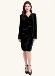 Robe mi-longue manches longues manches longues noir B.YOUNG femme