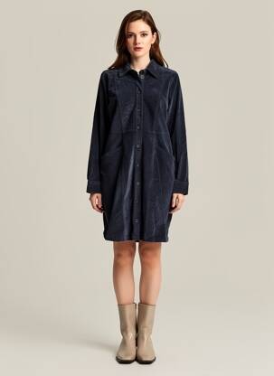 Robe mi-longue manches longues manches longues bleu B.YOUNG femme