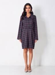 Robe mi-longue manches longues manches longues violet ICHI femme