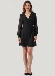 Robe courte manches longues manches longues noir LPB femme