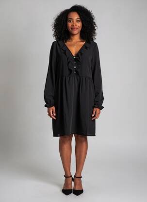 Robe mi-longue manches longues manches longues noir MOLLY BRACKEN femme