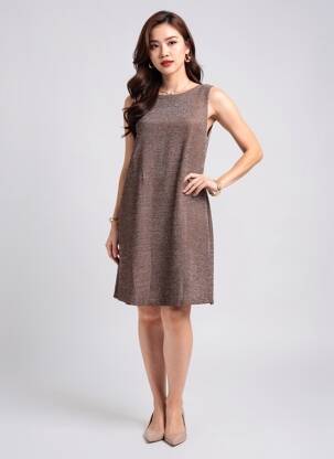 Robe courte coupe fluide sans manche marron GRACE & MILA femme