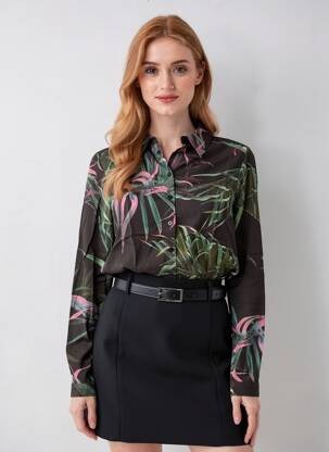Chemisier imprimé fleurs manches longues noir LES P'TITES BOMBES femme