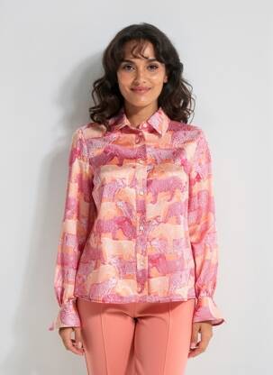 Chemisier imprimé fantaisie manches longues rose MOLLY BRACKEN femme