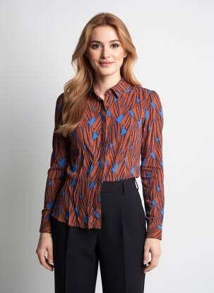 Chemisier coupe cintrée manches longues marron RUE MAZARINE femme
