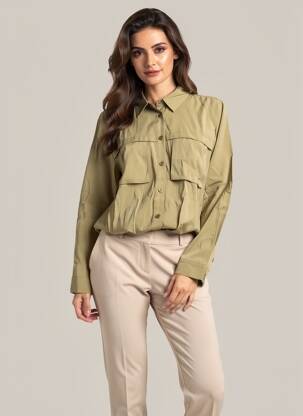 Chemisier coupe droite manches longues vert B.YOUNG femme