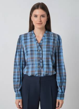 Chemisier coupe droite manches longues bleu B.YOUNG femme