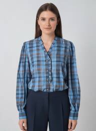 Chemisier coupe droite manches longues bleu B.YOUNG femme