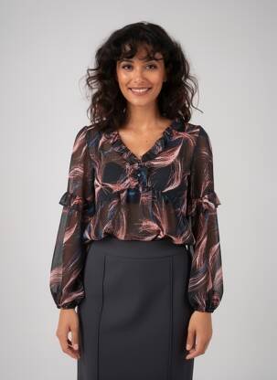 Blouse légère et transparente manches longues noir MOLLY BRACKEN femme