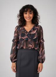 Blouse légère et transparente manches longues noir MOLLY BRACKEN femme