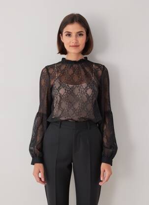 Top coupe fluide manches longues noir LA PETITE ETOILE femme