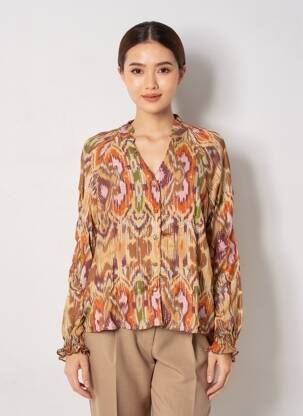 Chemisier tissage crêpe manches longues orange LA PETITE ETOILE femme
