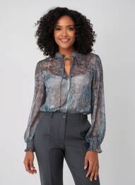 Blouse légère et transparente manches longues gris MOLLY BRACKEN femme