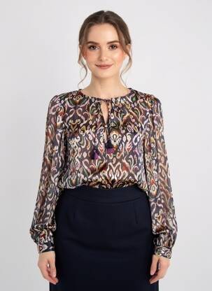 Blouse légère et transparente manches longues bleu MOLLY BRACKEN femme