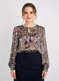 Blouse légère et transparente manches longues bleu MOLLY BRACKEN femme