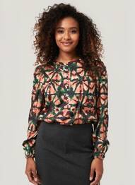 Blouse imprimé fantaisie manches longues noir B.YOUNG femme