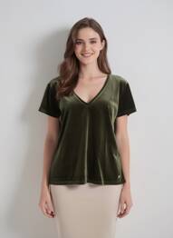 Top stretch manches courtes vert LA PETITE ETOILE femme