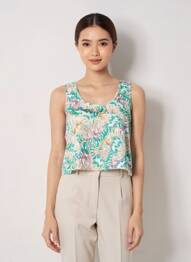 Top tissage crêpe sans manche vert LILI SIDONIO femme