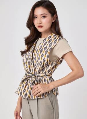 Gilet sans manche tissage matelassé beige LA PETITE ETOILE femme