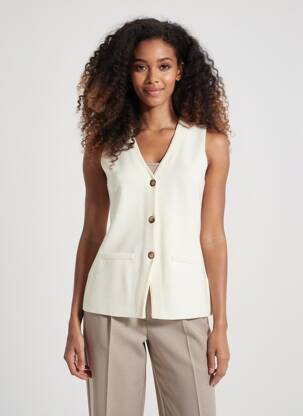 Gilet sans manche poches beige GRACE & MILA femme
