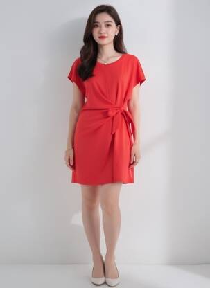 Robe courte manches courtes manches courtes rouge LES P'TITES BOMBES femme
