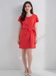 Robe courte manches courtes manches courtes rouge LES P'TITES BOMBES femme
