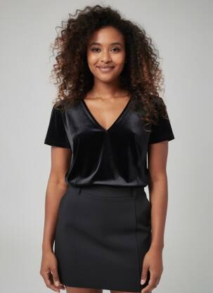 Top stretch manches courtes noir LA PETITE ETOILE femme