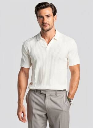 Polo stretch manches courtes blanc MAUVAIS homme