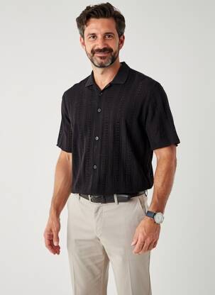 Chemise manches courtes coupe droite noir MAISON MONTAGUT homme