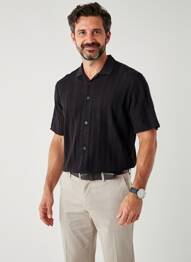 Chemise manches courtes coupe droite noir MAISON MONTAGUT homme