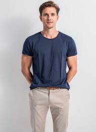 T-shirt coupe droite manches courtes bleu KNOWLEDGE COTTON APPAREL homme