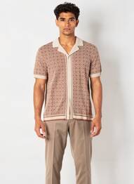 Chemise manches courtes imprimé fantaisie beige MAUVAIS homme
