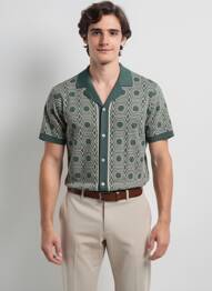 Chemise manches courtes imprimé fantaisie vert MAUVAIS homme