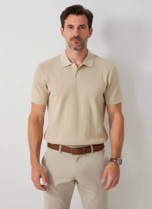 Polo coupe droite manches courtes beige MAUVAIS homme