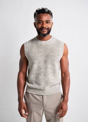 Pull col rond sans manche gris H&M homme